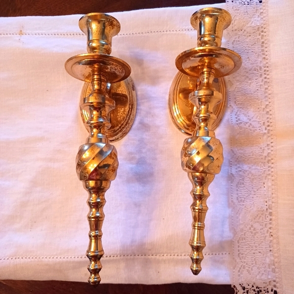 Brass Wall Decor Vintage Large Wall Sconces Candle Holders Solid
